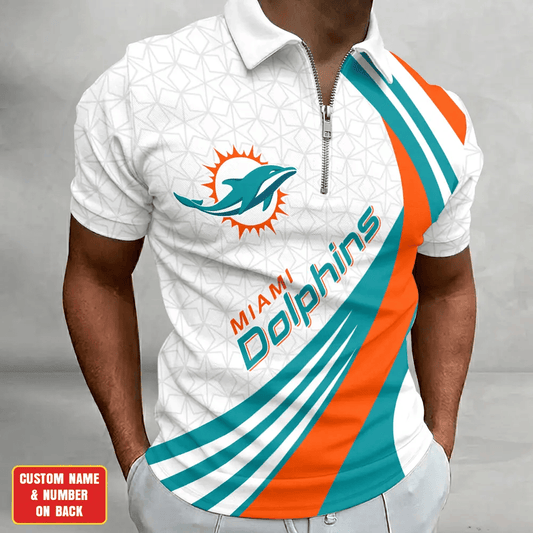 [TOUCHDOWN DEAL] NEW CUSTOMIZED NFL19 MDP MIAMI DOLPHINS ZIP POLO SHIRT