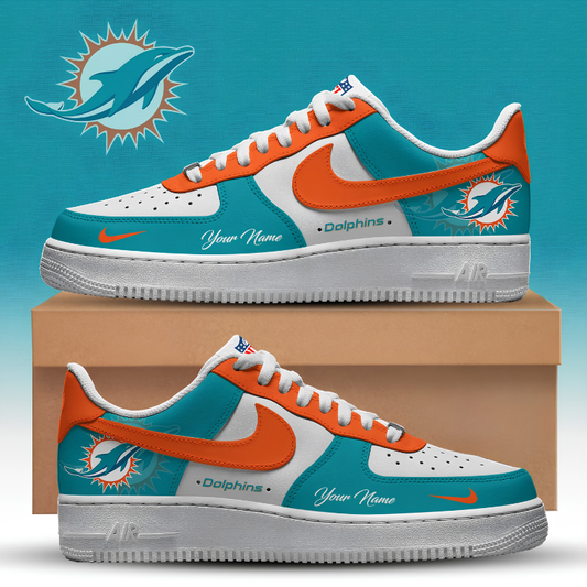 [TOUCHDOWN DEAL] NEW CUSTOMIZED NFL19 MDP MIAMI DOLPHINS AF1 SNEAKERS