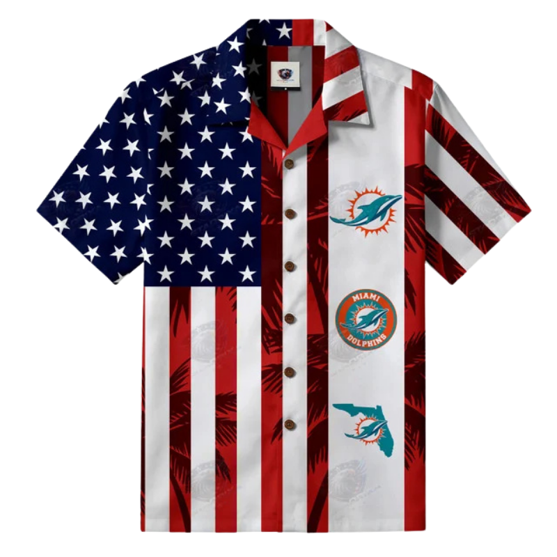 [TOUCHDOWN DEAL] NEW CUSTOMIZED NFL19 MDP MIAMI DOLPHINS PATRIOTIC 250 USA HAWAIIAN SHIRT