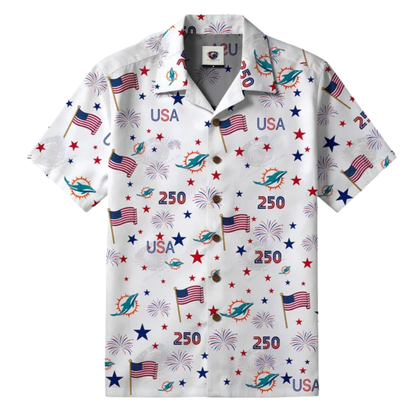 [TOUCHDOWN DEAL] NEW CUSTOMIZED NFL19 MDP MIAMI DOLPHINS PATRIOTIC 250 USA HAWAIIAN SHIRT
