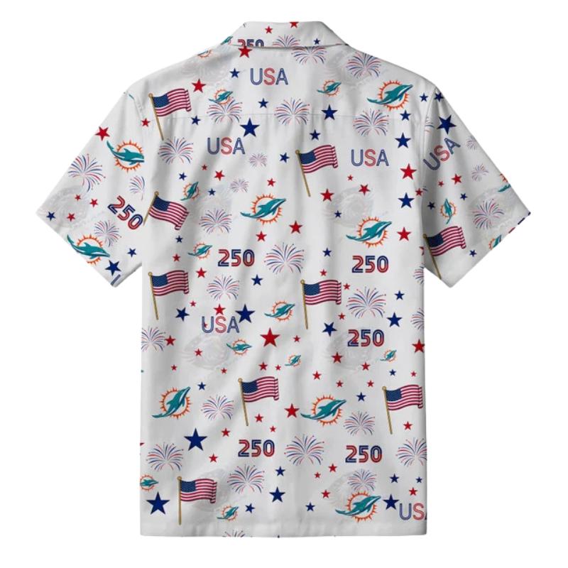 [TOUCHDOWN DEAL] NEW CUSTOMIZED NFL19 MDP MIAMI DOLPHINS PATRIOTIC 250 USA HAWAIIAN SHIRT