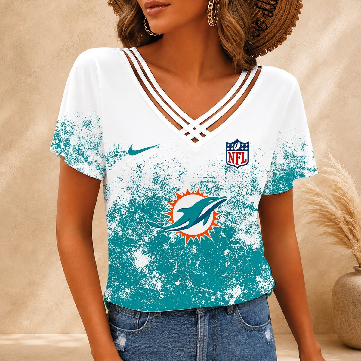 [TOUCHDOWN DEAL] NEW CUSTOMIZED NFL19 MDP MIAMI DOLPHINS V-NECK SHIRT