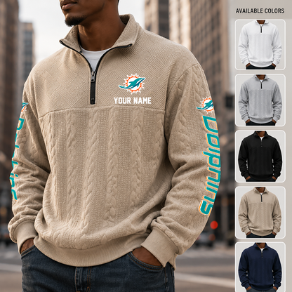 [TOUCHDOWN DEAL] NEW CUSTOMIZED NFL19 MDP MIAMI DOLPHINS MULTICOLOR QUARTER-ZIP SWEATSHIRT