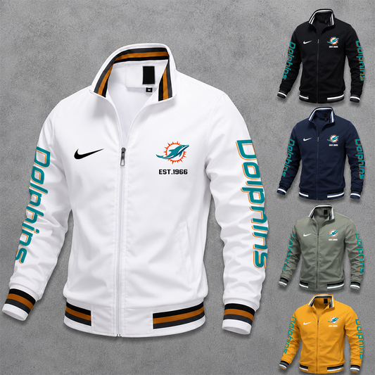 [TOUCHDOWN DEAL] NEW CUSTOMIZED NFL19 MDP MIAMI DOLPHINS MEN'S CASUAL JACKET