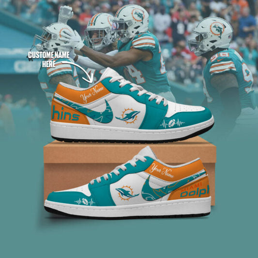 [TOUCHDOWN DEAL] NEW CUSTOMIZED NFL19 MDP MIAMI DOLPHINS AIR JORDAN LOW SHOES