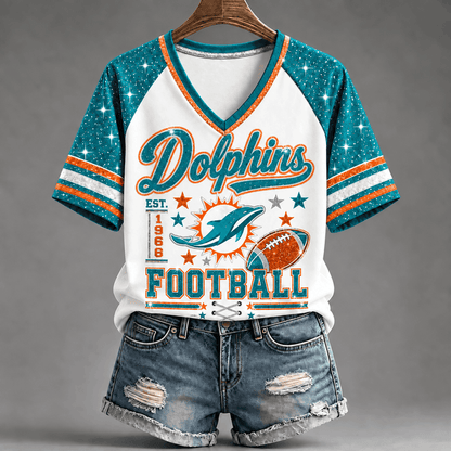 [TOUCHDOWN DEAL] NEW CUSTOMIZED NFL19 MDP THE DOLPHINS BUC-EE'S V-NECK FEMALE SHIRT