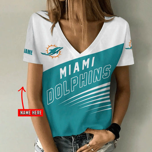 [TOUCHDOWN DEAL] NEW CUSTOMIZED NFL19 MDP MIAMI DOLPHINS V-NECK FEMALE SHIRT