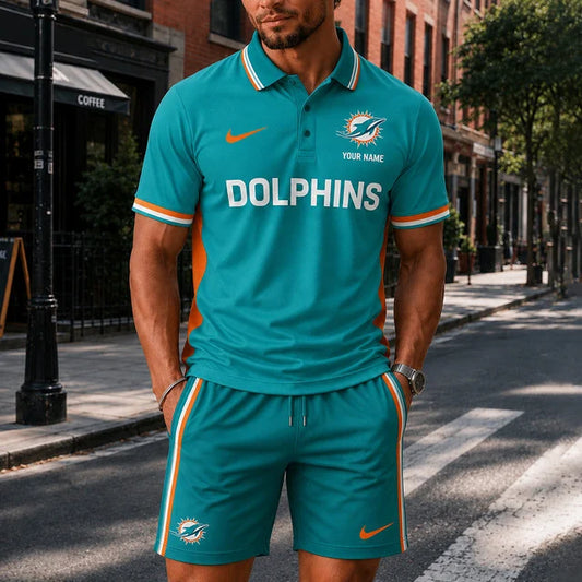 [TOUCHDOWN DEAL] NEW CUSTOMIZED NFL19 MDP MIAMI DOLPHINS POLO SHIRT & SHORT PANTS