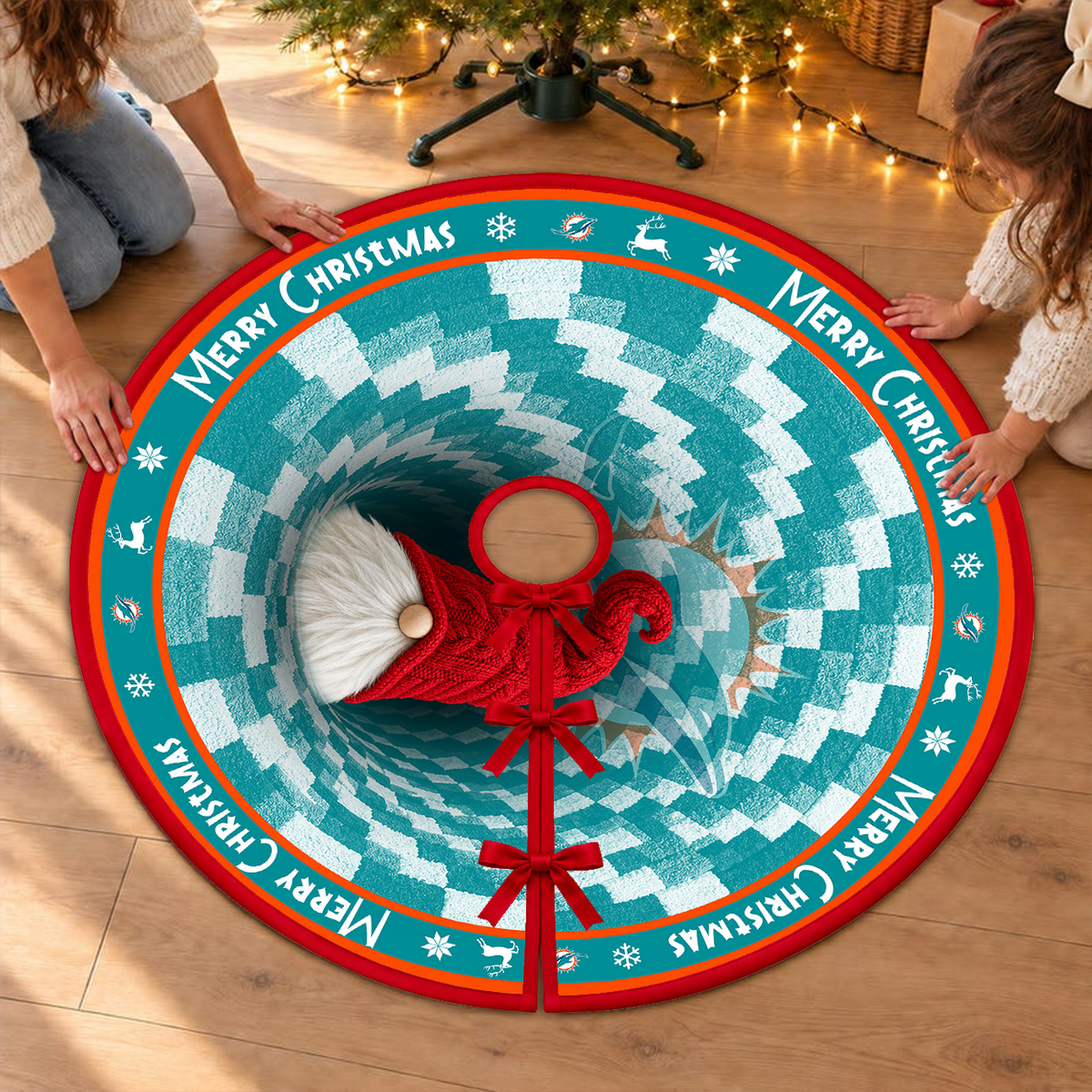 [TOUCHDOWN DEAL] NEW CUSTOMIZED NFL19 MDP THE DOLPHINS CHRISTMAS TREE SKIRT