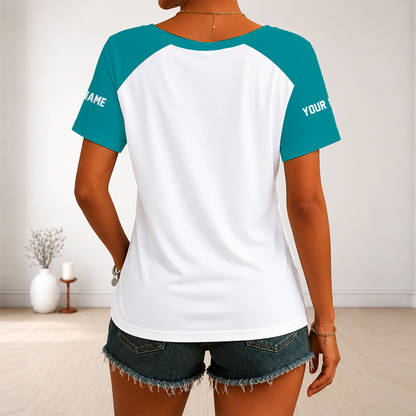 [TOUCHDOWN DEAL] NEW CUSTOMIZED NFL19 MDP MIAMI DOLPHINS V-NECK FEMALE SHIRT