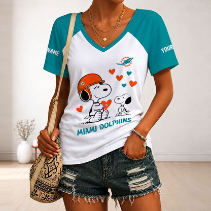[TOUCHDOWN DEAL] NEW CUSTOMIZED NFL19 MDP MIAMI DOLPHINS V-NECK FEMALE SHIRT