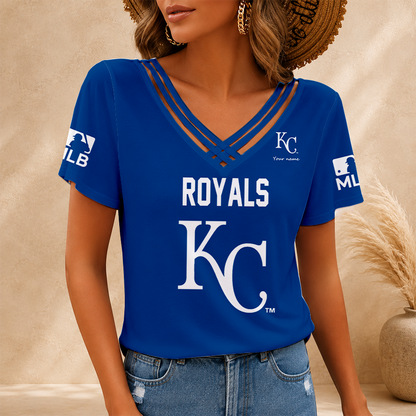 [HOMERUN DEAL] NEW CUSTOMIZED MLB19 KCR KANSAS CITY ROYALS V-NECK SHIRT