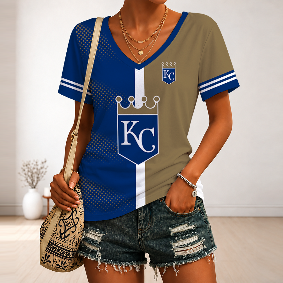 [HOMERUN DEAL] NEW CUSTOMIZED MLB19 KCR KANSAS CITY ROYALS V-NECK FEMALE SHIRT