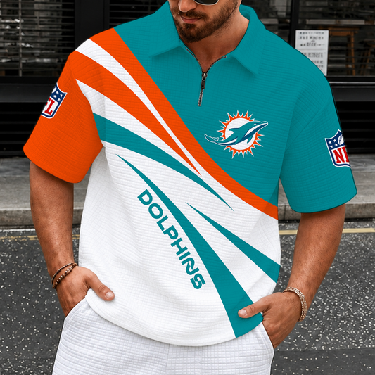 [TOUCHDOWN DEAL] NEW CUSTOMIZED NFL19 MDP MIAMI DOLPHINS QUARTER-ZIP POLO SHIRT
