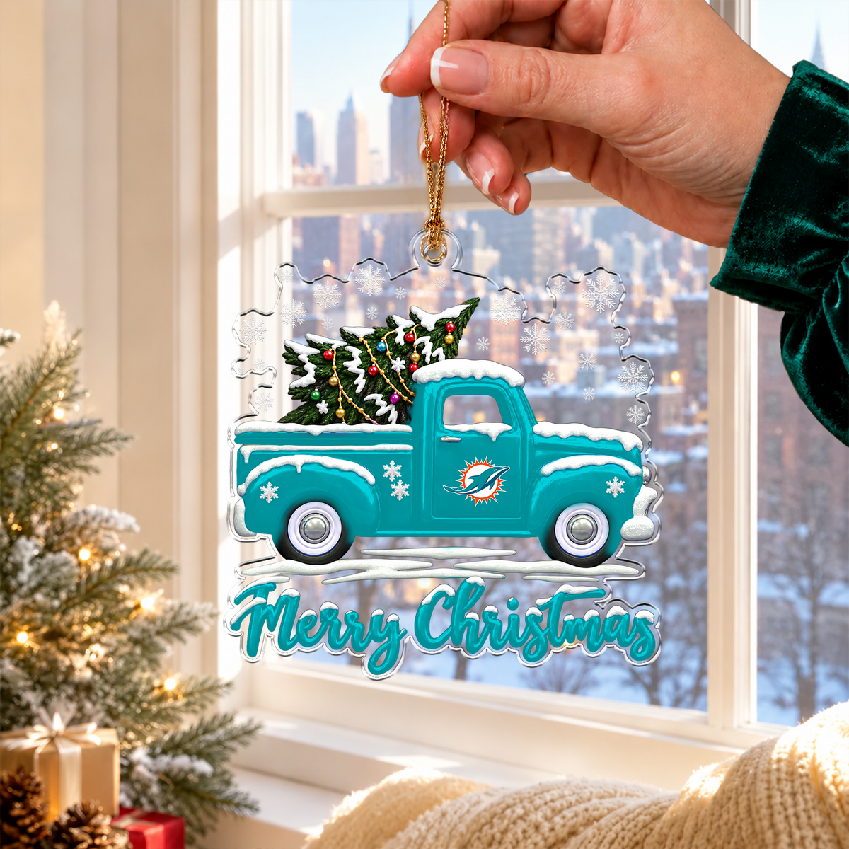 [TOUCHDOWN DEAL] NEW CUSTOMIZED NFL19 MDP MIAMI DOLPHINS CHRISTMAS ACRYLIC ORNAMENT