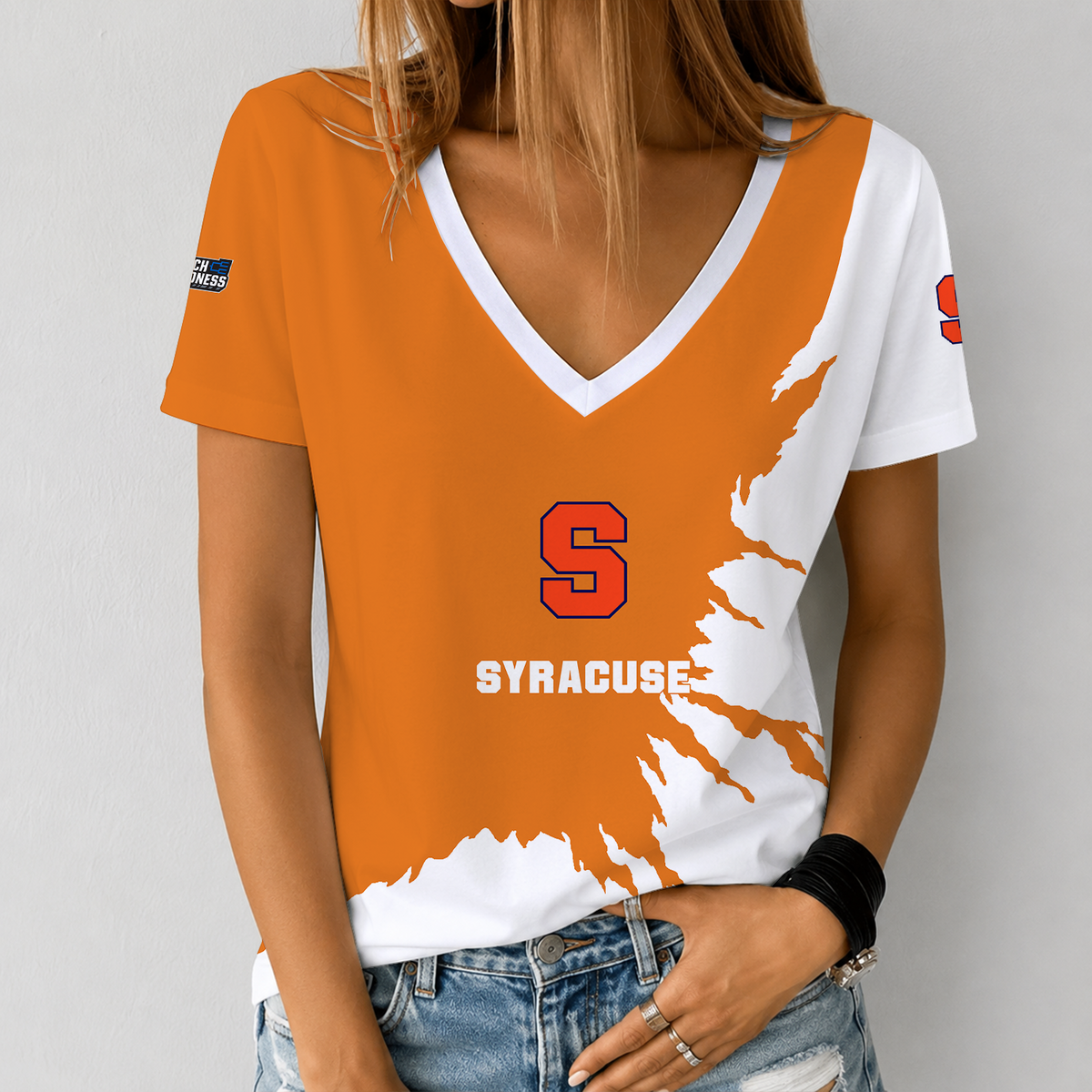 [SLAM DUNK DEAL] NEW CUSTOMIZED NCAA MAM19 SYO SYRACUSE ORANGE V-NECK FEMALE SHIRT