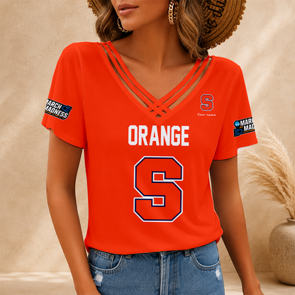 [SLAM DUNK DEAL] NEW CUSTOMIZED NCAA MAM19 SYO SYRACUSE ORANGE V-NECK SHIRT