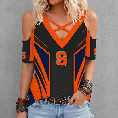 [SLAM DUNK DEAL] NEW CUSTOMIZED NCAA MAM19 SYO SYRACUSE ORANGE CRISS CROSS V-NECK TOP