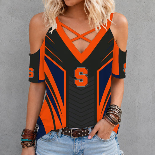 [SLAM DUNK DEAL] NEW CUSTOMIZED NCAA MAM19 SYO SYRACUSE ORANGE CRISS CROSS V-NECK TOP