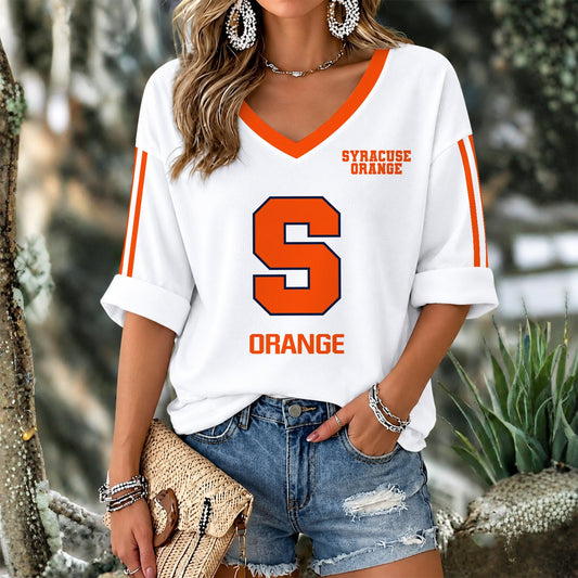 [SLAM DUNK DEAL] NEW CUSTOMIZED NCAA MAM19 SYO SYRACUSE ORANGE WOMEN'S V-NECK LONG SLEEVE SHIRT