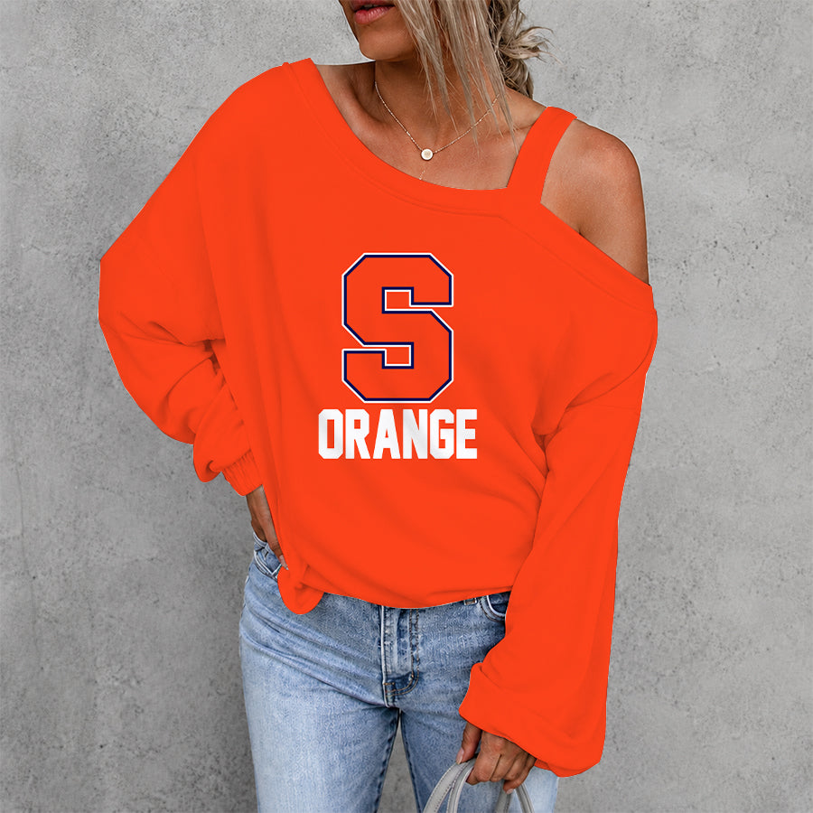 [SLAM DUNK DEAL] NEW CUSTOMIZED NCAA MAM19 SYO SYRACUSE ORANGE WOMEN'S OFF-SHOULDER LONG SLEEVE SHIRT