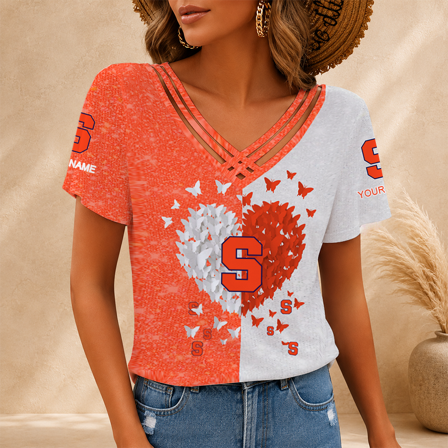 [SLAM DUNK DEAL] NEW CUSTOMIZED NCAA MAM19 SYO SYRACUSE ORANGE V-NECK SHIRT