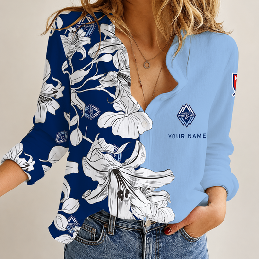 [GOAL DEAL] NEW CUSTOMIZED MLS19 VWF VANCOUVER WHITECAPS FC WOMEN CASUAL SHIRT