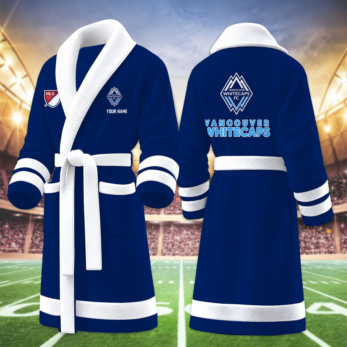 [GOAL DEAL] NEW CUSTOMIZED MLS19 VWF VANCOUVER WHITECAPS FC FLEECE BATHROBE