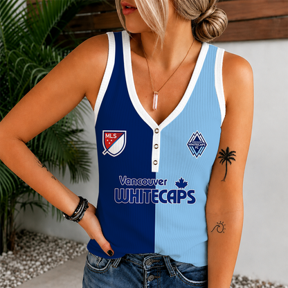[GOAL DEAL] NEW CUSTOMIZED MLS19 VWF VANCOUVER WHITECAPS FC V-NECK TANK TOP