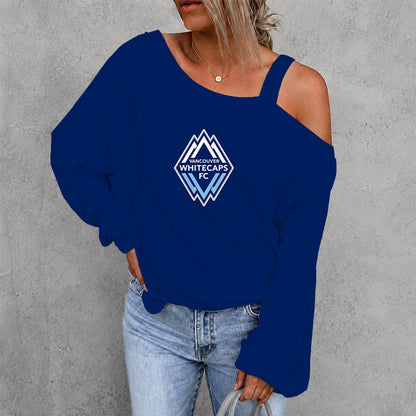 [GOAL DEAL] NEW CUSTOMIZED MLS19 VWF VANCOUVER WHITECAPS FC WOMEN'S OFF-SHOULDER LONG SLEEVE SHIRT