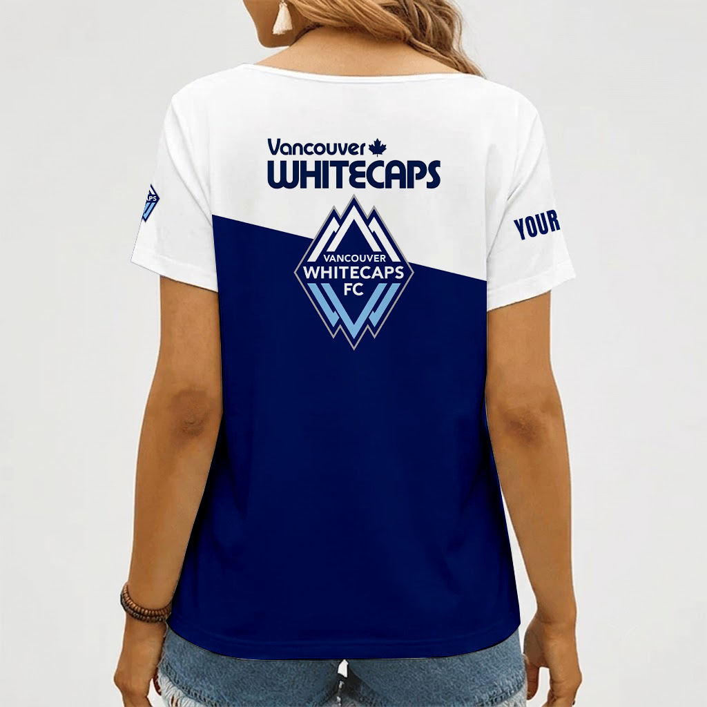 [GOAL DEAL] NEW CUSTOMIZED MLS19 VWF VANCOUVER WHITECAPS FC V-NECK FEMALE SHIRT
