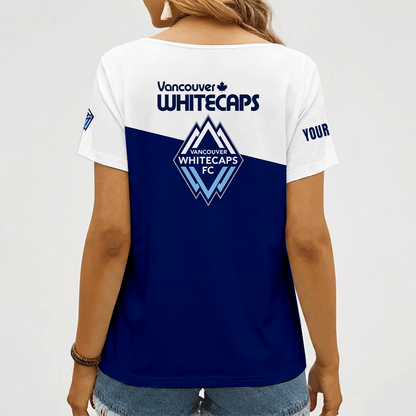 [GOAL DEAL] NEW CUSTOMIZED MLS19 VWF VANCOUVER WHITECAPS FC V-NECK FEMALE SHIRT