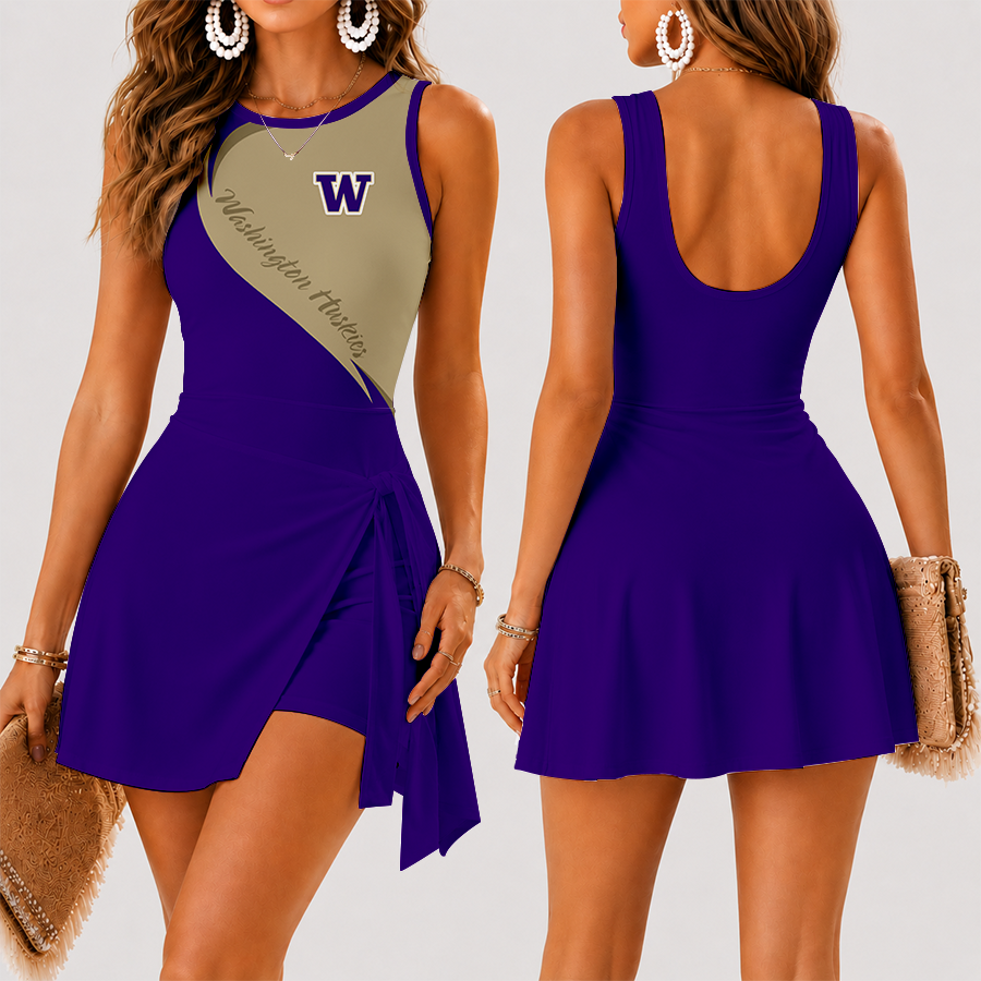 [TOUCHDOWN DEAL] NEW CUSTOMIZED NCAA FBS19 WSH WASHINGTON HUSKIES WOMEN'S SUMMER SKORT DRESS