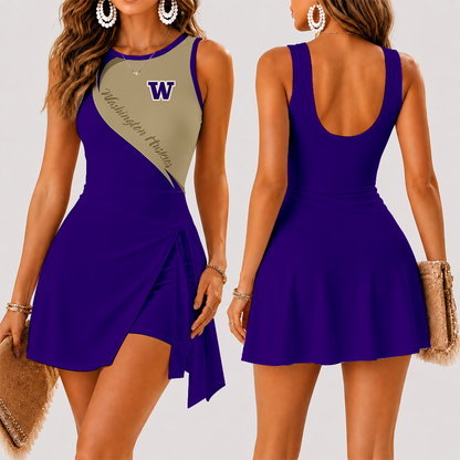 [TOUCHDOWN DEAL] NEW CUSTOMIZED NCAA FBS19 WSH WASHINGTON HUSKIES WOMEN'S SUMMER SKORT DRESS
