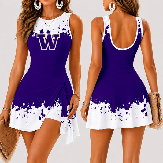 [TOUCHDOWN DEAL] NEW CUSTOMIZED NCAA FBS19 WSH WASHINGTON HUSKIES WOMEN'S SUMMER SKORT DRESS