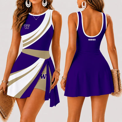 [TOUCHDOWN DEAL] NEW CUSTOMIZED NCAA FBS19 WSH WASHINGTON HUSKIES WOMEN'S SUMMER SKORT DRESS