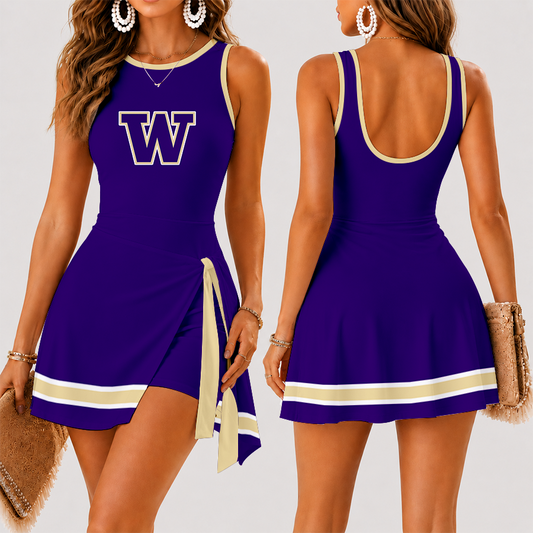 [TOUCHDOWN DEAL] NEW CUSTOMIZED NCAA FBS19 WSH WASHINGTON HUSKIES WOMEN'S SUMMER SKORT DRESS