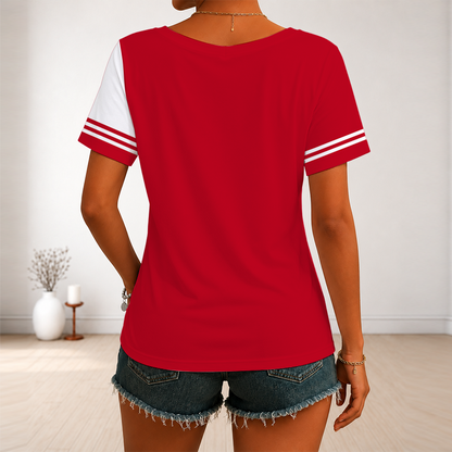 [HOT DEAL] NEW CUSTOMIZED NBA19 CBU CHICAGO BULLS V-NECK FEMALE SHIRT
