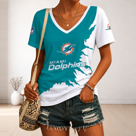 [TOUCHDOWN DEAL] NEW CUSTOMIZED NFL19 MDP MIAMI DOLPHINS V-NECK FEMALE SHIRT