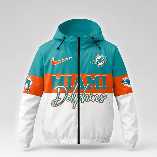 [TOUCHDOWN DEAL] NEW CUSTOMIZED NFL19 MDP MIAMI DOLPHINS WINDBREAKER JACKET