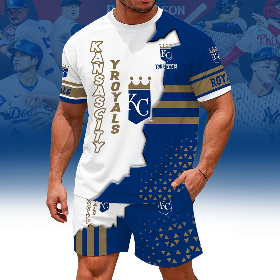 [HOMERUN DEAL] NEW CUSTOMIZED MLB19 KCR KANSAS CITY ROYALS UNISEX T-SHIRT & SHORTS SET