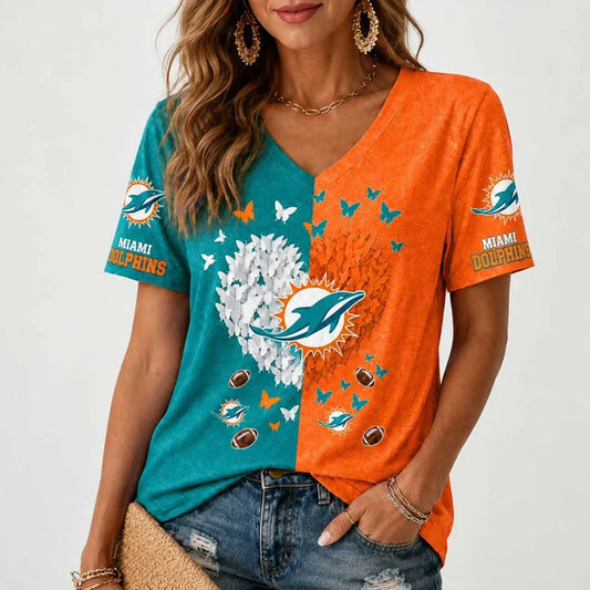 [TOUCHDOWN DEAL] NEW CUSTOMIZED NFL19 MDP MIAMI DOLPHINS V-NECK FEMALE SHIRT