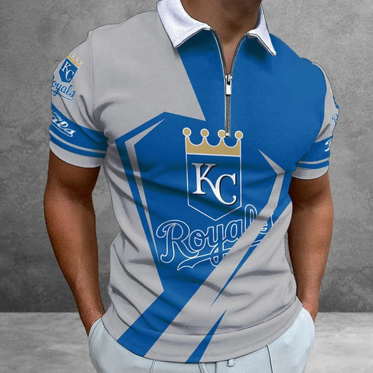 [HOMERUN DEAL] NEW CUSTOMIZED MLB19 KCR KANSAS CITY ROYALS ZIP POLO SHIRT