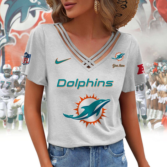 [TOUCHDOWN DEAL] NEW CUSTOMIZED NFL19 MDP MIAMI DOLPHINS V-NECK SHIRT