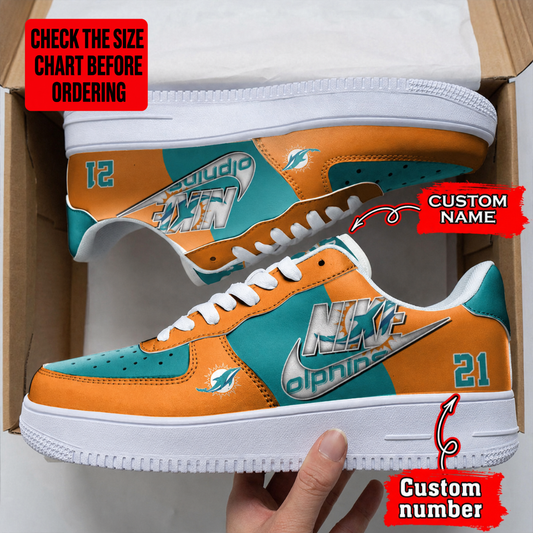 [TOUCHDOWN DEAL] NEW CUSTOMIZED NFL19 MDP MIAMI DOLPHINS AF1 SHOES
