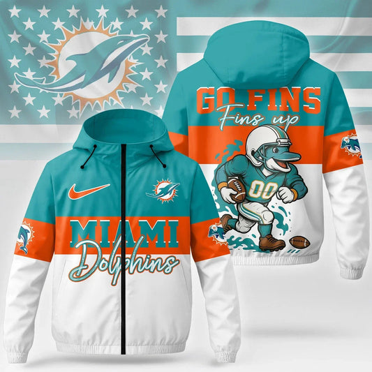 [TOUCHDOWN DEAL] NEW CUSTOMIZED NFL19 MDP MIAMI DOLPHINS WINDBREAKER JACKET