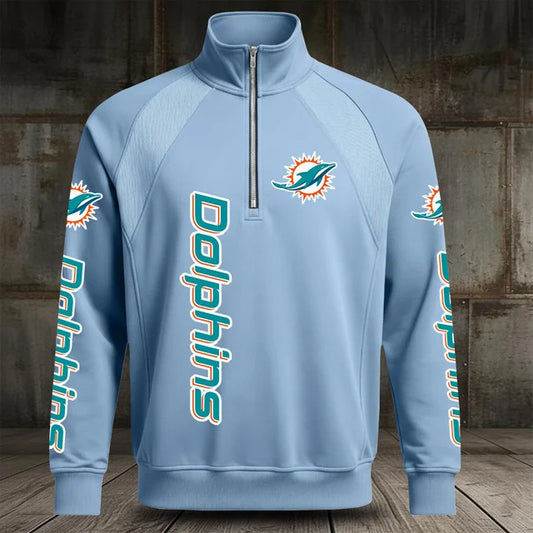 [TOUCHDOWN DEAL] NEW CUSTOMIZED NFL19 MDP MIAMI DOLPHINS MEN'S MULTICOLOR QUARTER-ZIP PULLOVER