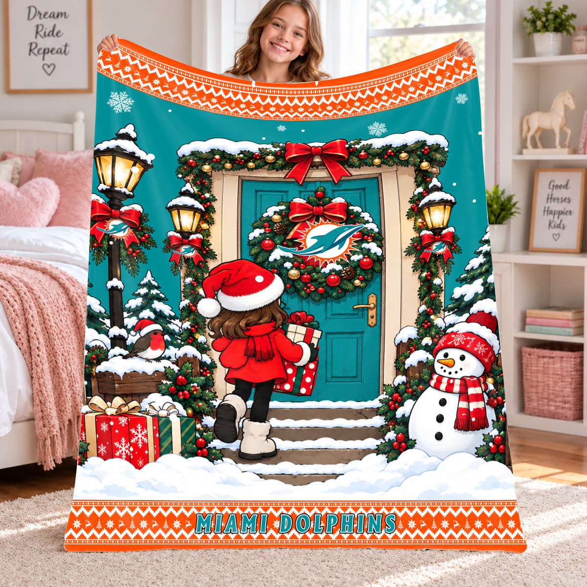 [TOUCHDOWN DEAL] NEW CUSTOMIZED NFL19 MDP THE DOLPHINS FLEECE BLANKET