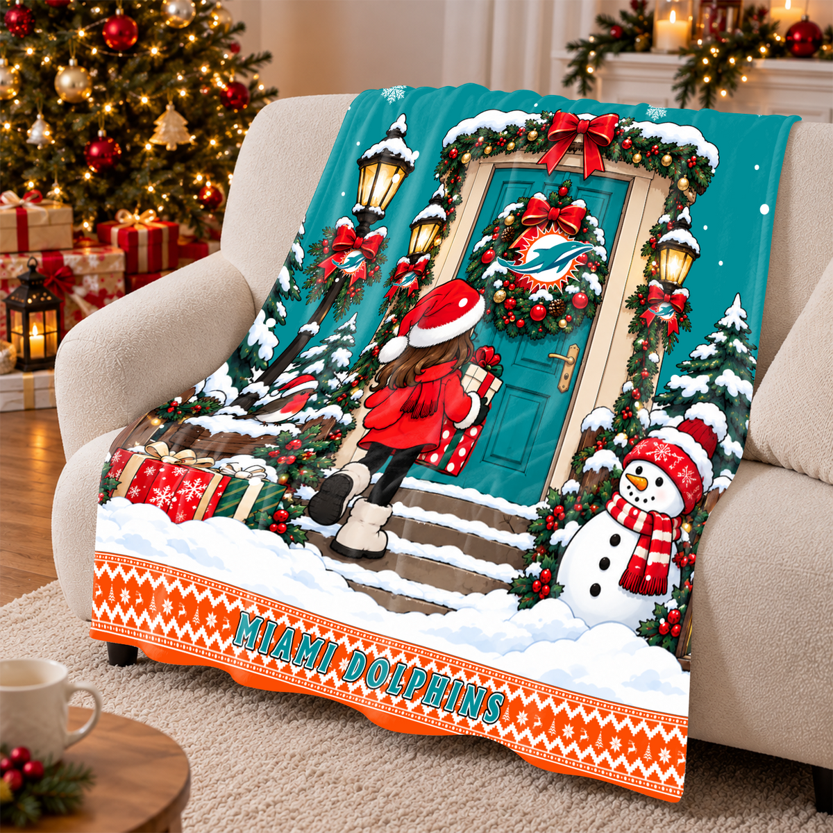 [TOUCHDOWN DEAL] NEW CUSTOMIZED NFL19 MDP THE DOLPHINS FLEECE BLANKET