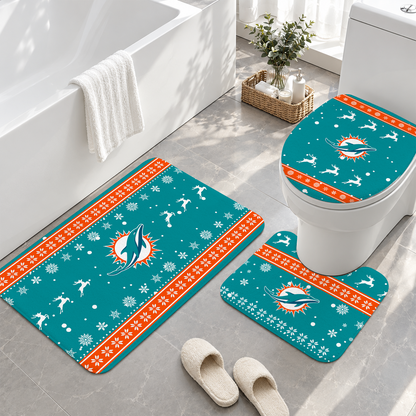 [TOUCHDOWN DEAL] NEW CUSTOMIZED NFL19 MDP MIAMI DOLPHINS 3-PIECE BATHROOM RUG SET